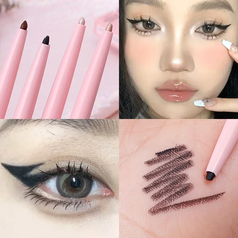 1pcs Matte Black Brown Eyeliner Gel Pen Waterproof Smooth Lasting Glitter Lying Silkworm Pen Not Bloom Eye Liner Makeup Comestic