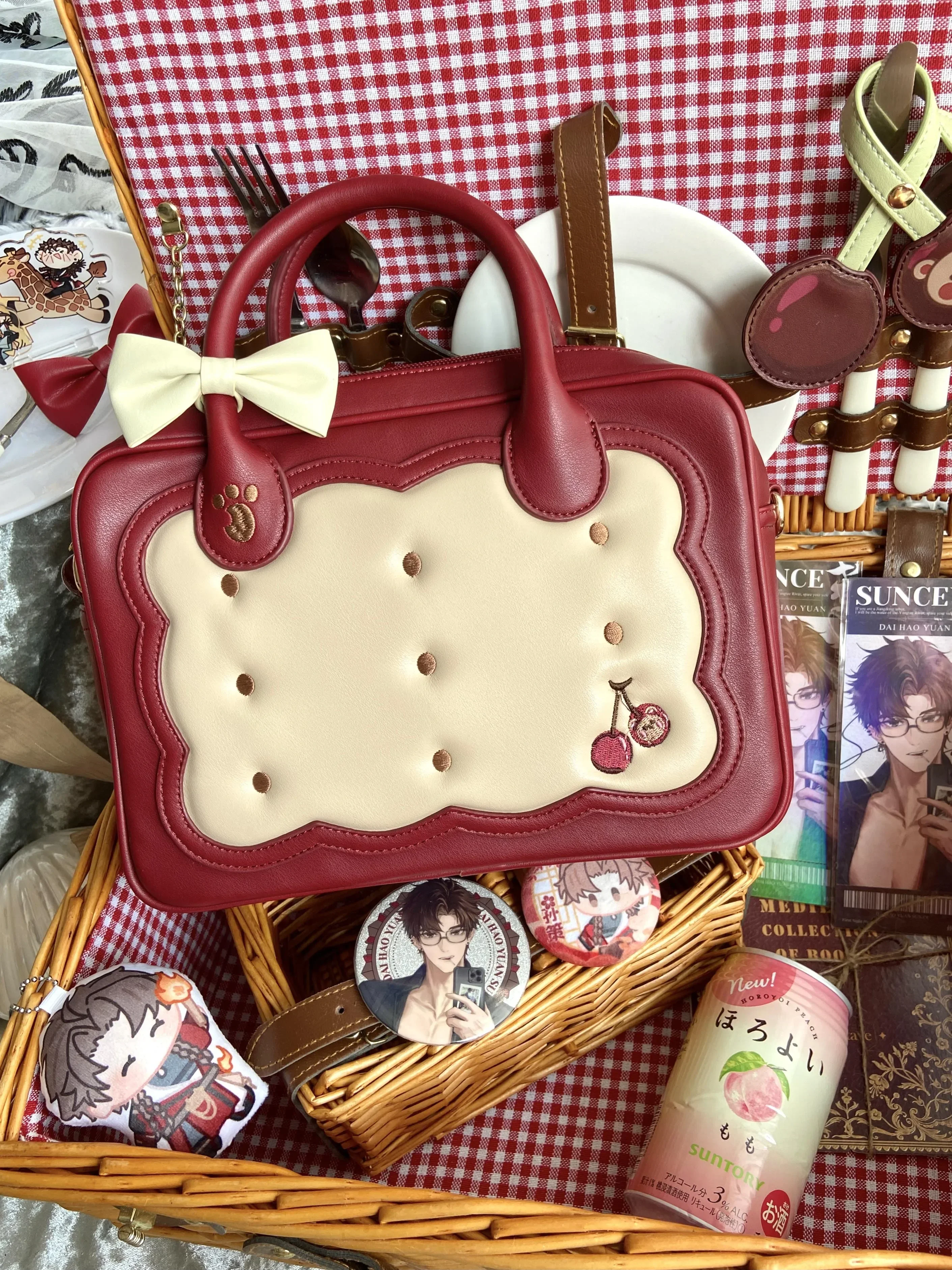 Cute Girl Bow Cherry Shoulder Crossbody Sac Ladies Large Capacity Shopping Messenger Tote Handbags Transparent Itabag