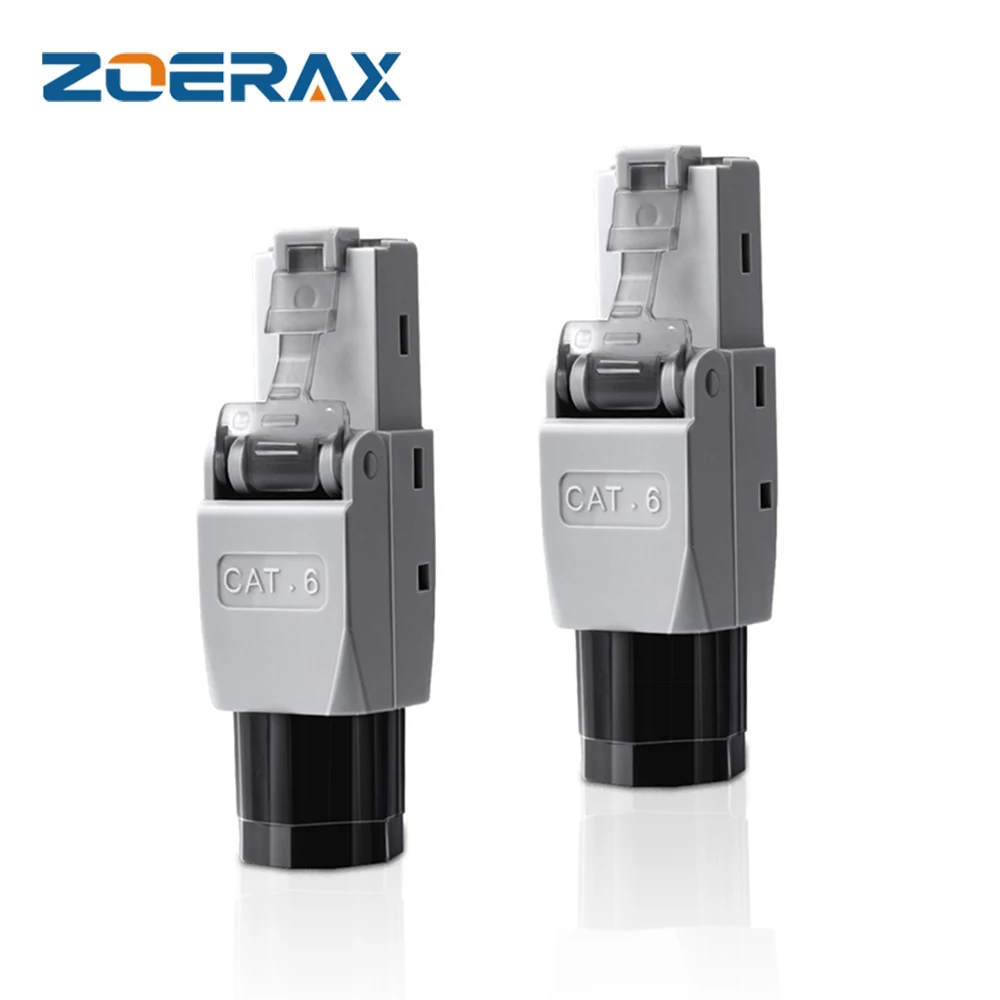 

Разъем Ethernet ZoeRax без инструментов RJ45 Cat6, позолоченная вилка, модульная вилка 1000 Мбит/с для интернет-кабеля от 23AWG до 26AWG