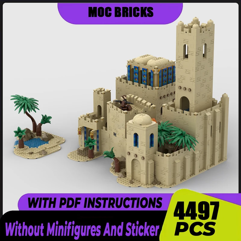 Medieval Castle Model Moc Building Blocks Medieval Oasis Castle Model Technology Brick DIY Assembly Construction Toy Gift