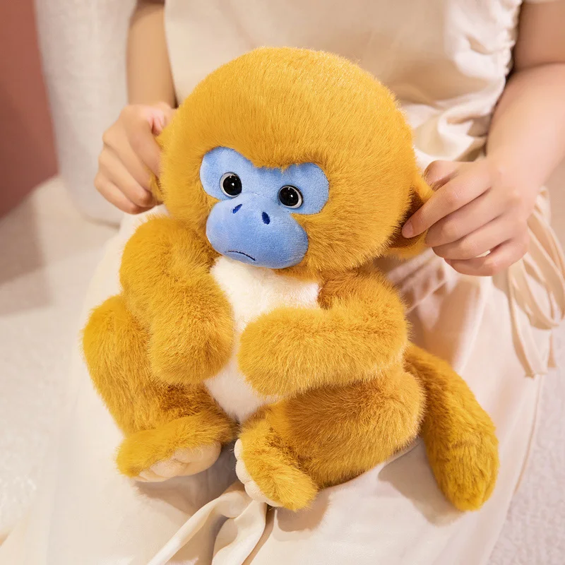 Lifelike Golden Snub-nosed Monkey Plush Toy Realistic Simulation Stuffed Animal Doll Soft Wildlife Model Home Decor Kids Gifts