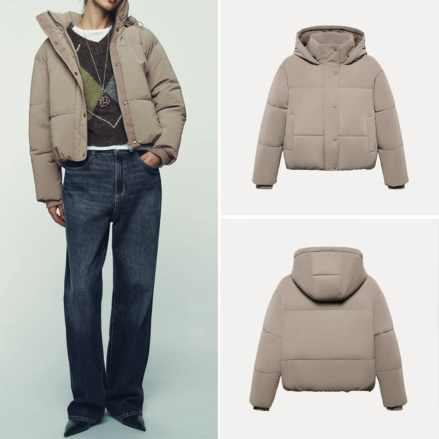 

Z Women's Thiened ort Sve Long Jaet Simple Sle Winter Outerwear Coat with Hat Stand Fit Ladies' Coat