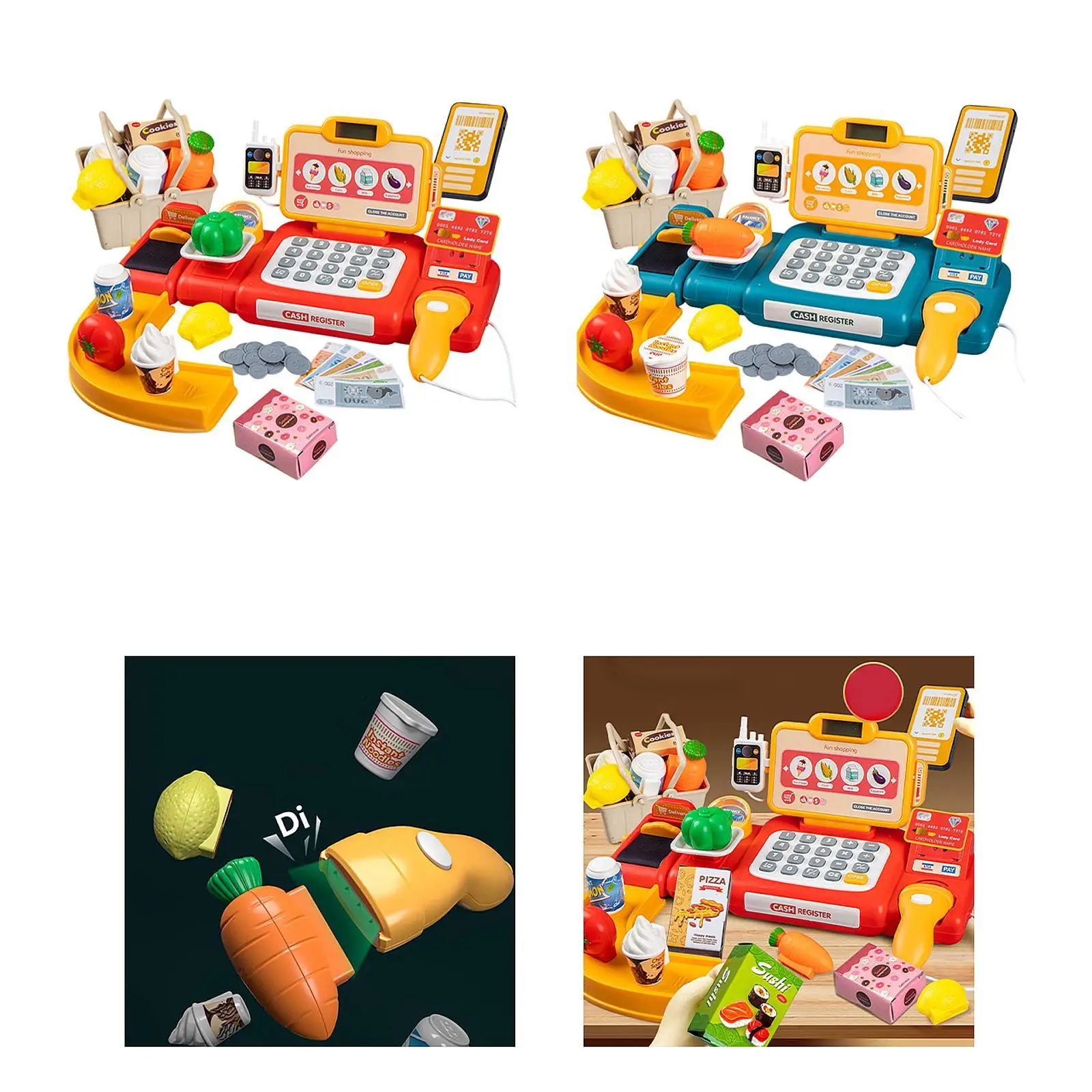 Fai finta di giocare Generi alimentari Supermercato Cassiere Playset Sviluppe le prime abilità matematiche Apprendimento dei giocattoli Registratore di denaro per bambini Giocattolo per bambini