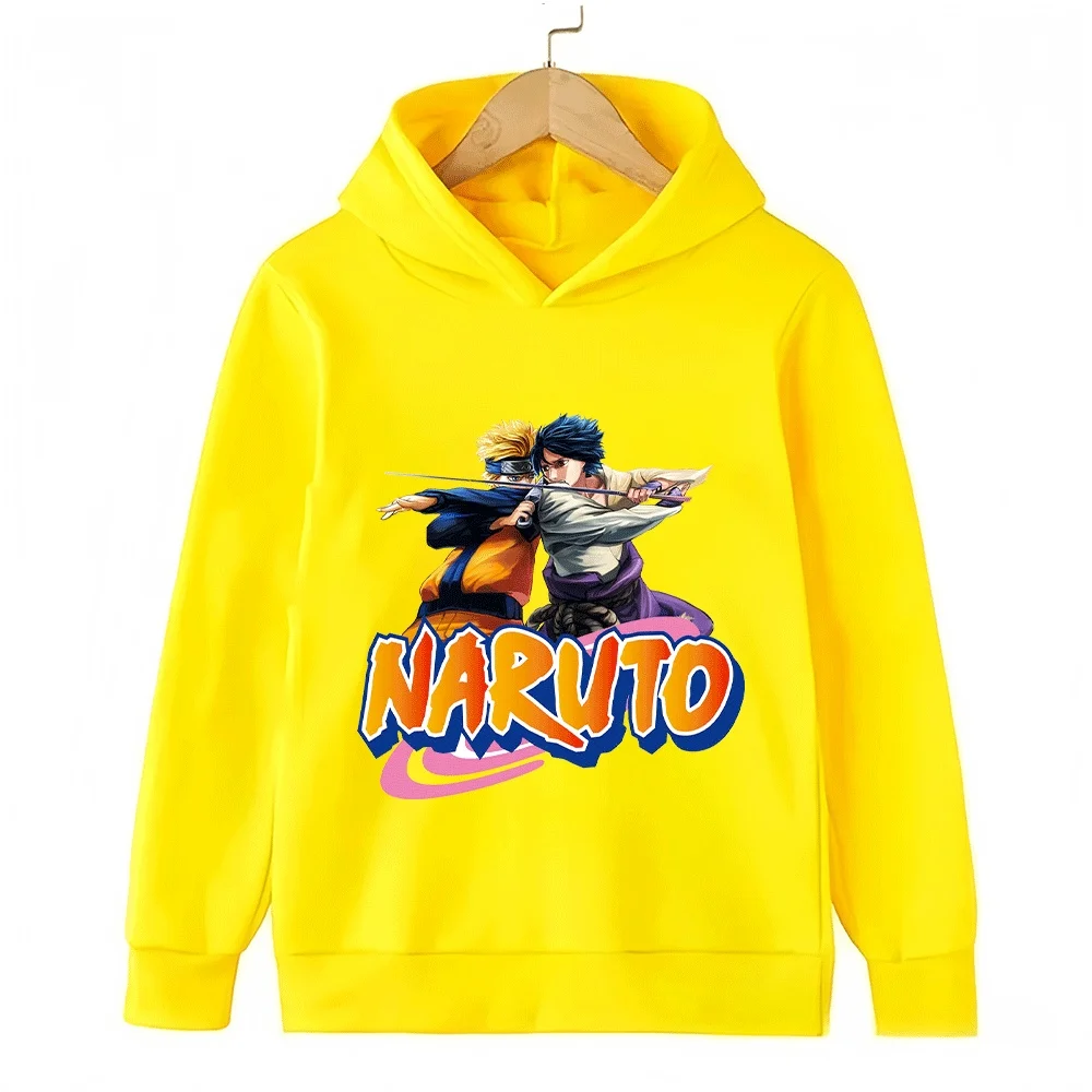 Sudadera con capucha de Naruto para niños, sudadera con estampado de Anime Uzumaki Sasuke, jersey informal de manga larga para niños y niñas, ropa cálida para otoño e invierno