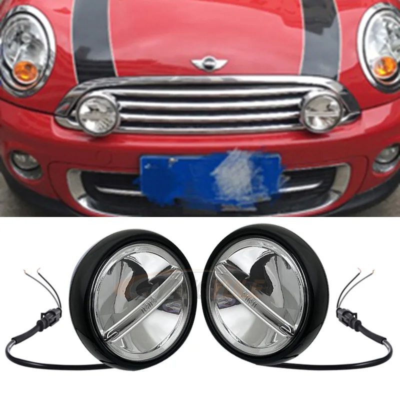 2PCS LED Front Bumper Lights LED Grille Daytime Running Lights DRL case for BMW MINI Cooper F55 F56 LED Rally Driving Light