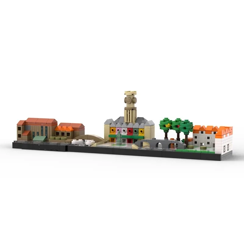 Bricklink MOC City Skyline Architecture Bruges Toronto Madrid Frankfurt Pisa Guadalajara Sets Building Blocks Kid Toys Gift