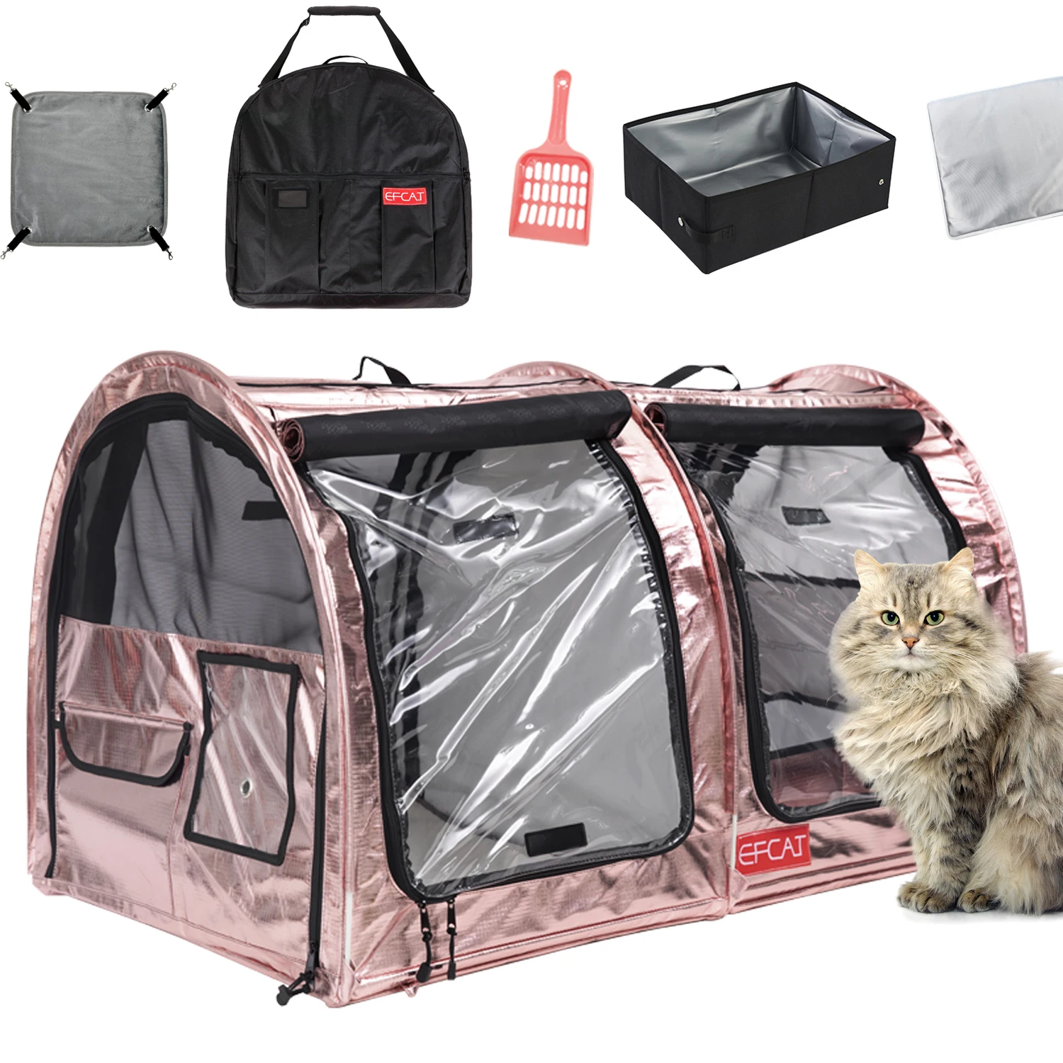 

EFCAT Foldable Cat Show Cage Large Tent House Cattery Delivery Room Portable Professional Cat Exhibition Cage
