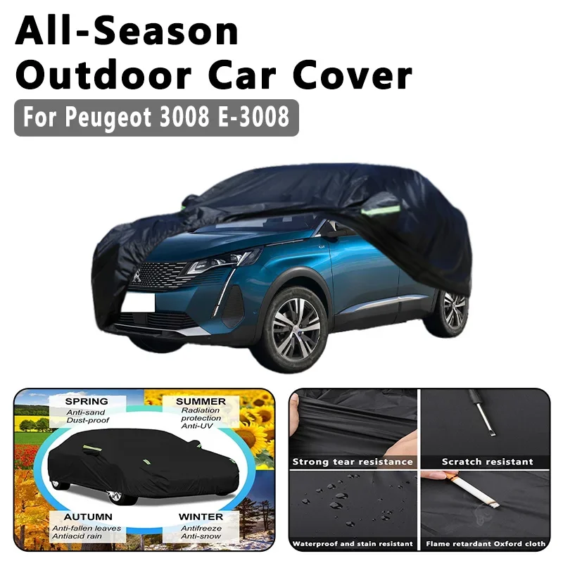 

Outdoor Car Cover Waterproof Dustproof UV Sun Protection, Full Car Protector Exterior Accessories For Peugeot 3008 T84 P84
