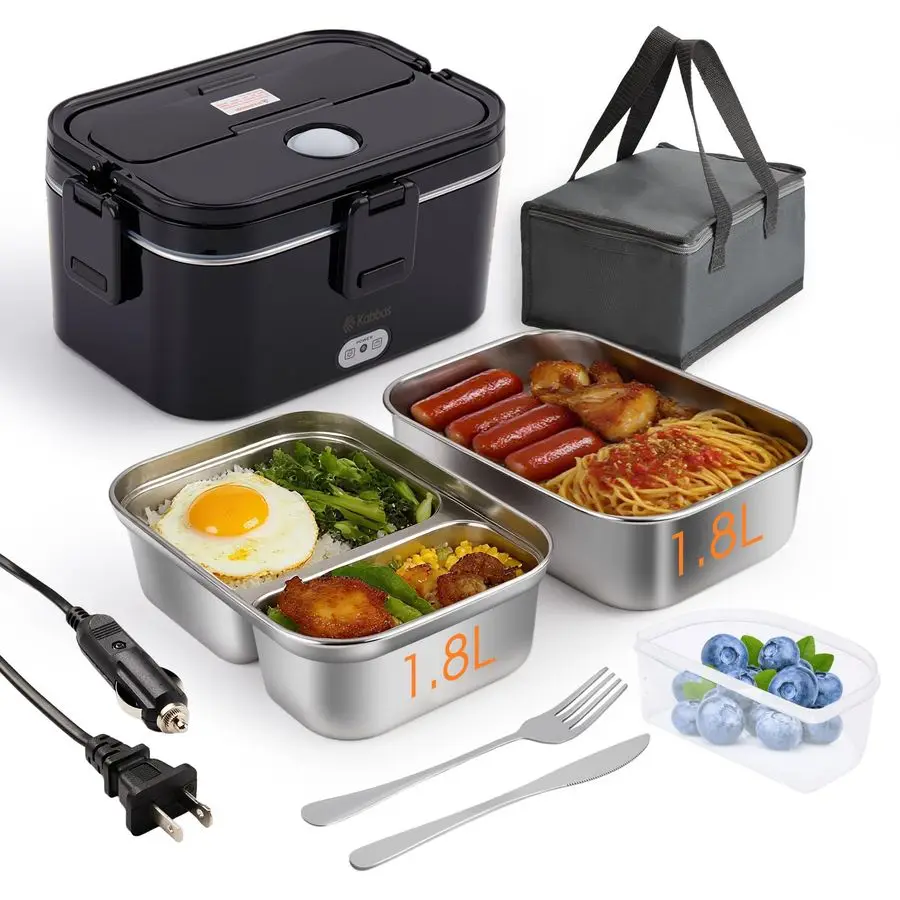 

Портативный электрический ланч-бокс 1,8 л для взрослых, 100 Вт, с подогревом, для мужчин, со съемными двойными контейнерами, быстрое нагревание еды