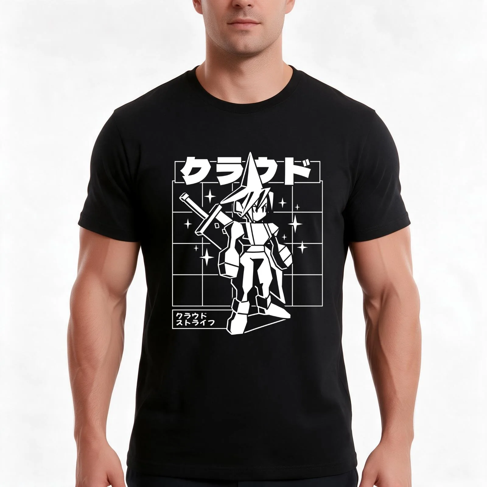 Polygonal Soldier T-Shirt Summer Casual Cotton Tee Oversized Streetwear Tops Vintage Graphic Print Loose Fit Short Sleeve