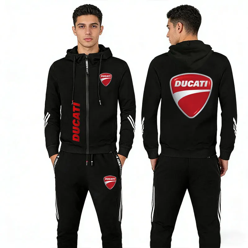 2026 Hot Ducati Spring summer men's sets brand Printed outdoor sports zipper hoodie sweatshirt Men's clothing Motorcycle suit