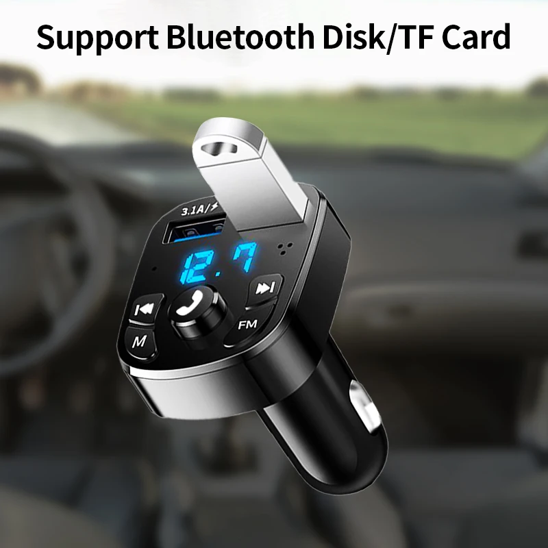 Car FM Transmitter Bluetooth 5.0 Wireless Handfree Kit Dual USB Car Charger 3.1A MP3 Player TF Card U Disk AUX Auto FM Modulator