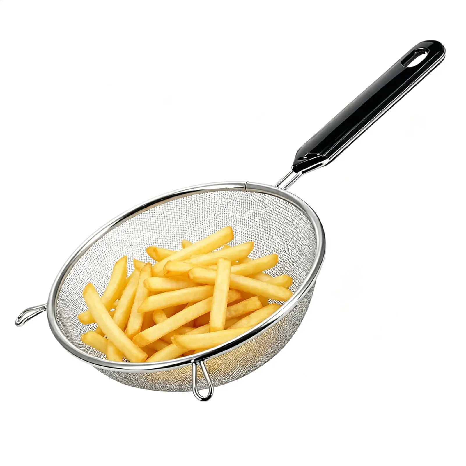 Stainless Fine Mesh Skimmer Strainer Non-Slip Handle Sieve For Pasta Rice Fried Food Flour Milk Juice Coffee Baking Grease