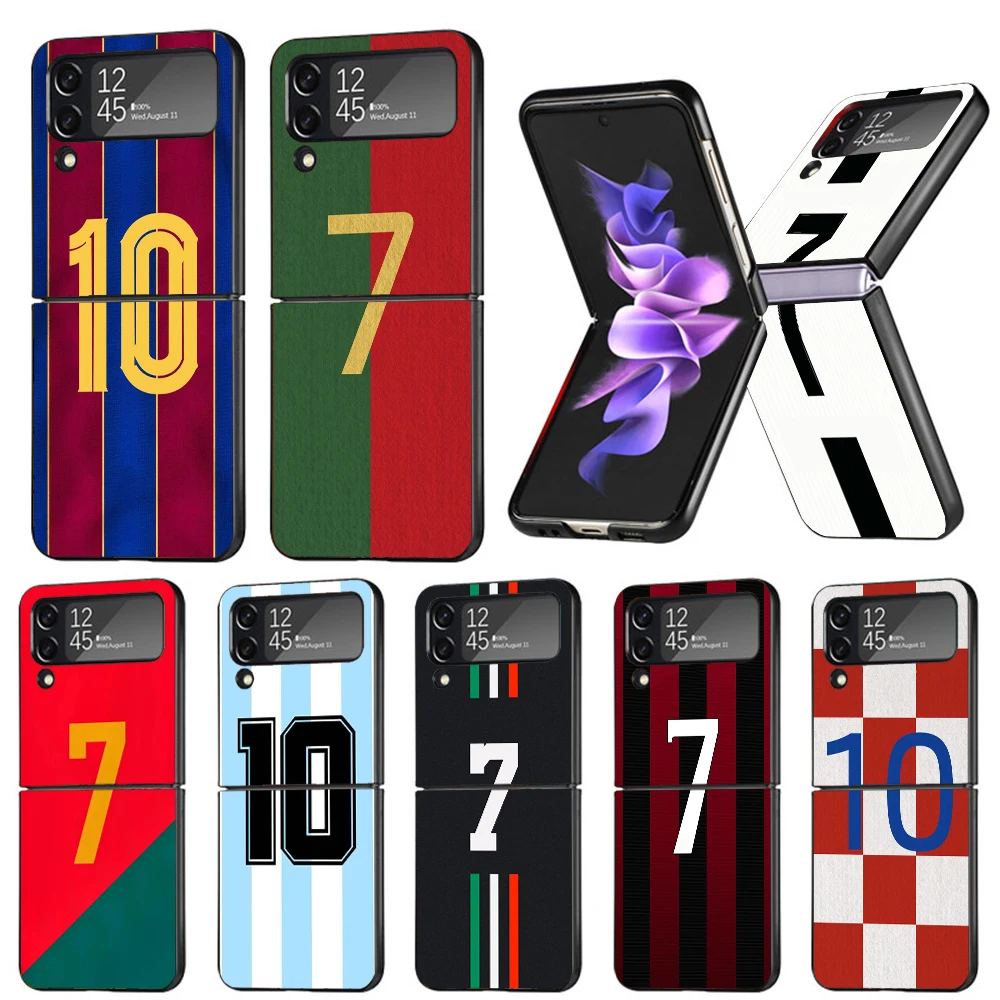 FootBall SuperStar Number C 7 10 Phone Case For Samsung Galaxy Z Flip6 5G Flip5 Flip4 Flip3 ZFlip 6 3 4 5 Hard PC shockproof Bac