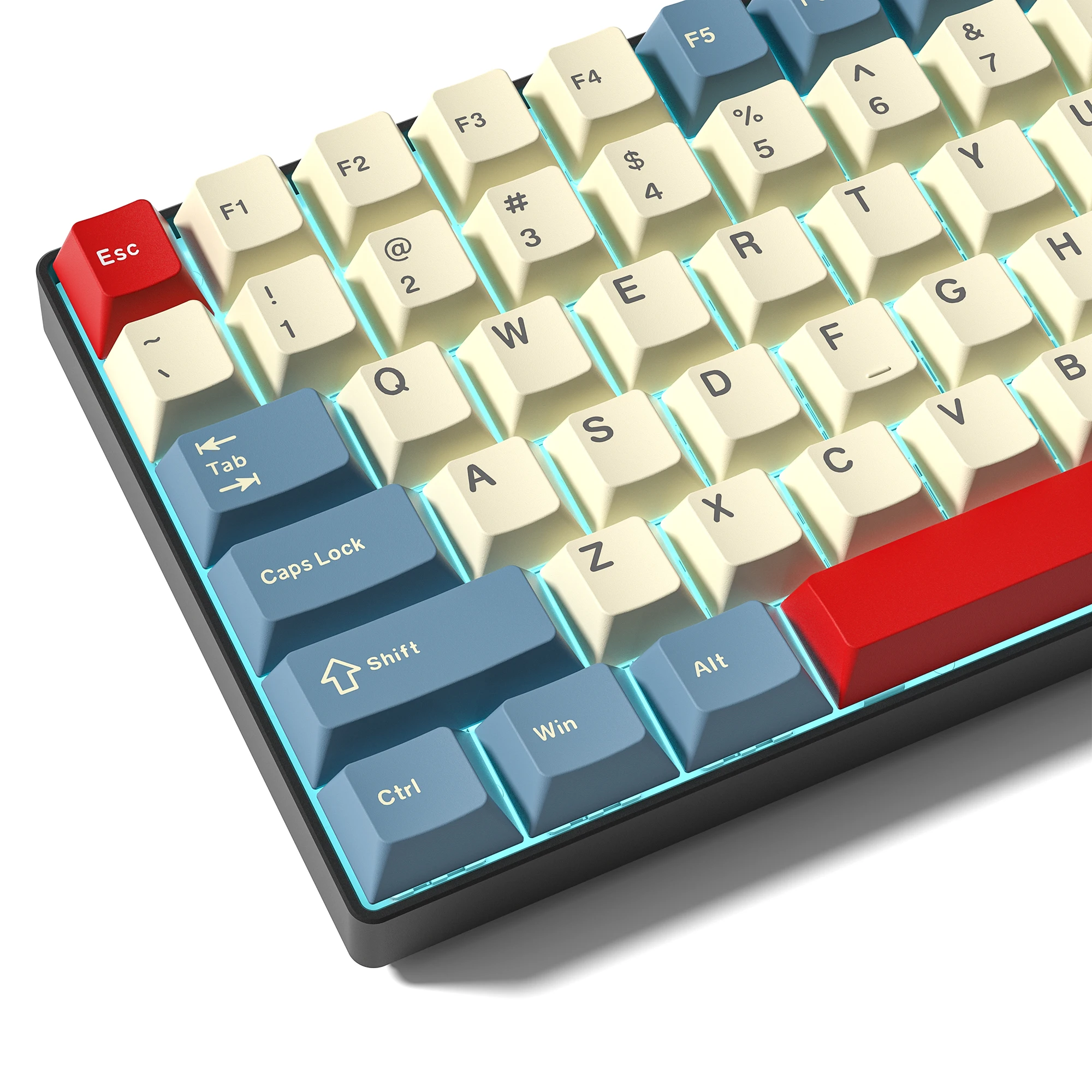 

137-клавишные бежевые, синие колпачки для клавиш Double Shot PBT, колпачки для клавиш Cherry Profile для переключателей Cherry Gateron MX, механическая клавиатура