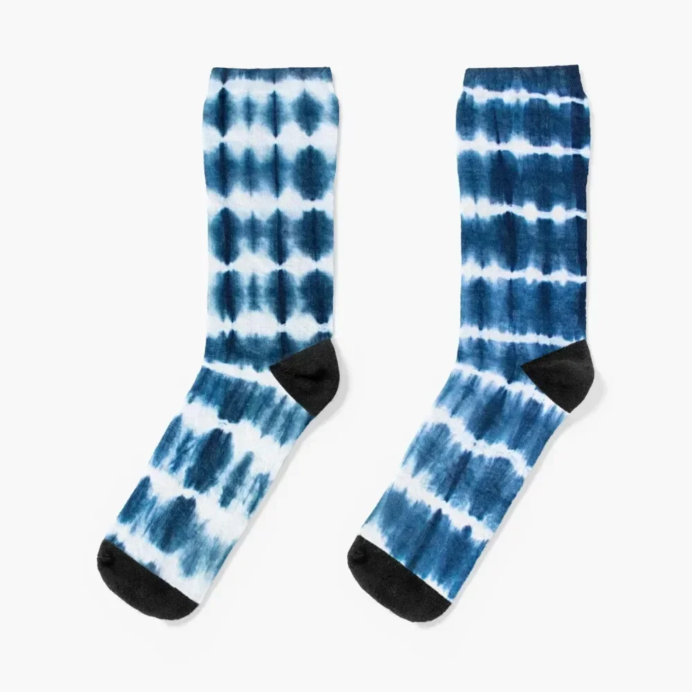 

Shibori Indigo Stipes Socks Run men cotton high quality winter gifts Boy Child Socks Women's