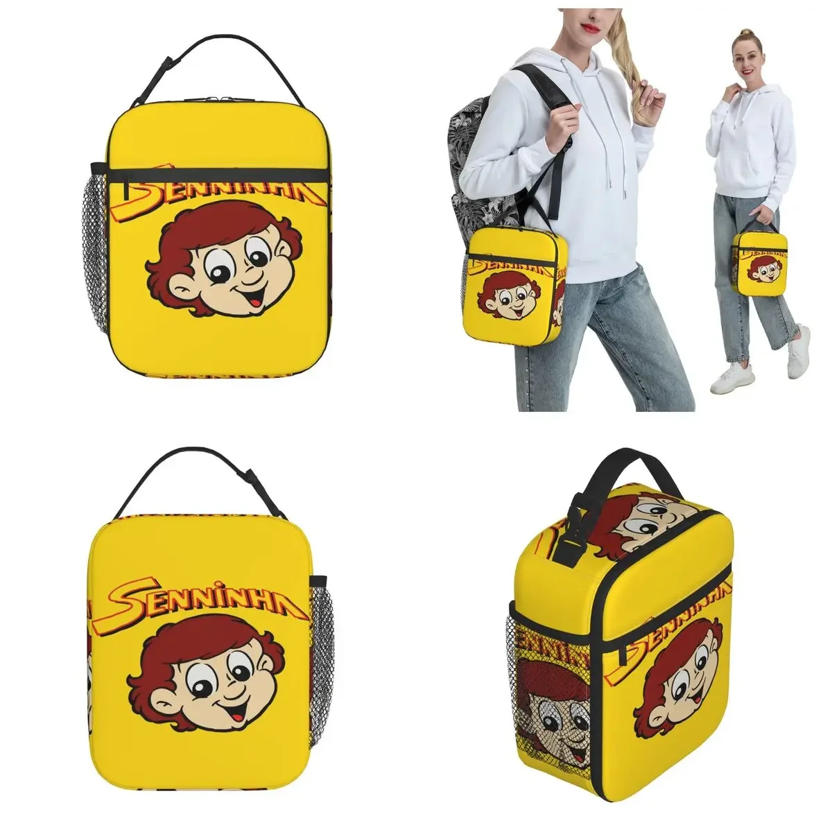 Senninha Ayrton Senna Cartoon Product Insulated Lunch Bag For Outdoor Storage Food Boxes Portable Thermal Cooler Lunch Box