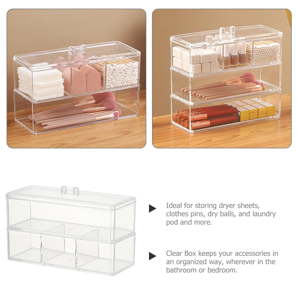 

Dryer Ball Storage Box Clear Container Laundry Organizer Multifunctional Transparent Boxes Household Vanity Accessories Holder