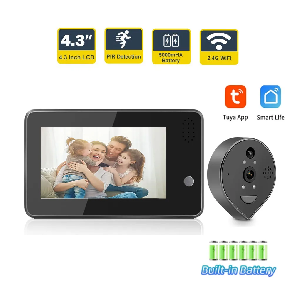 WiFi IP Video Doorbell Wireless Night Vision Door Phone Camera Two-Way Audio Intercom Visual Home Security Monitor  doorbell