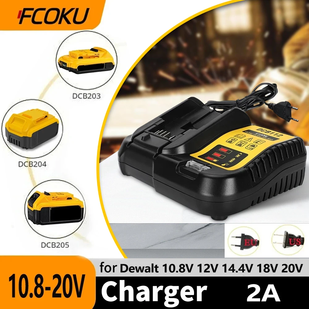 

DCB112 Replace Battery Charger 2A For Dewalt Li-Ion Battery 10.8V 12V 14.4V 18V 20V DCB200 DCB101 DCB115 DCB107 DCB105 DCB140