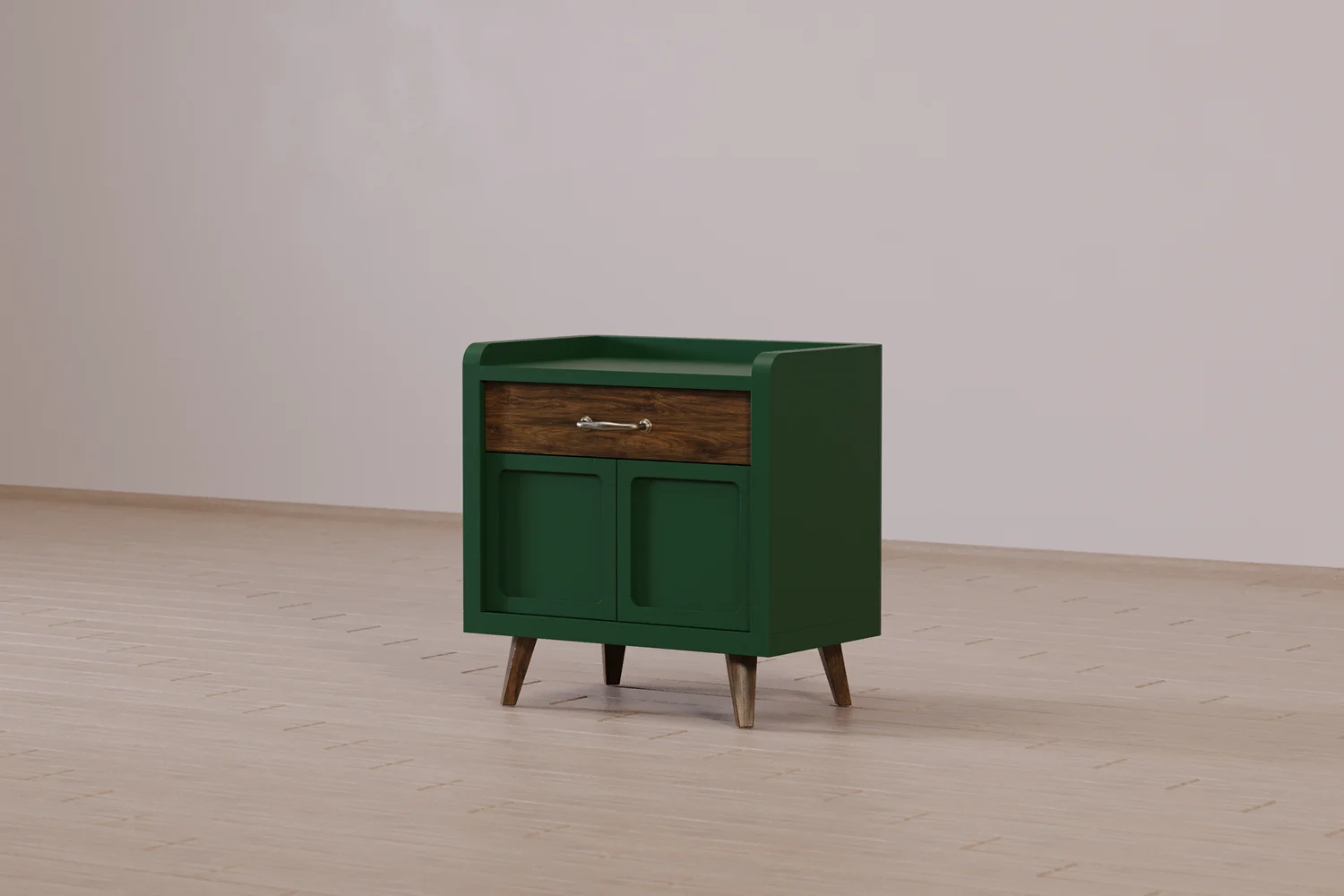 Z DU'S Modern Solid Wood Nightstand With Creative Green Coating, Practical And Visually Pleasing. Features Multiple Storage Spac
