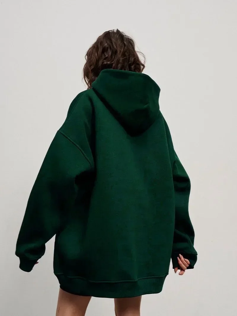 Y2k Women Hoodies Autumn Winter Solid Harajuku Baggy Hooded Sweatshirts Female Korean Long Sleeve Pullover Tops Streetwear