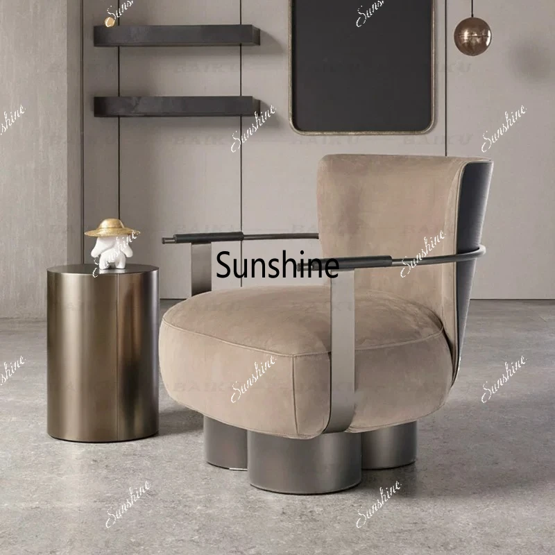 

Modern simple sofa chair hotel lobby negotiation single chair metal leisure chair