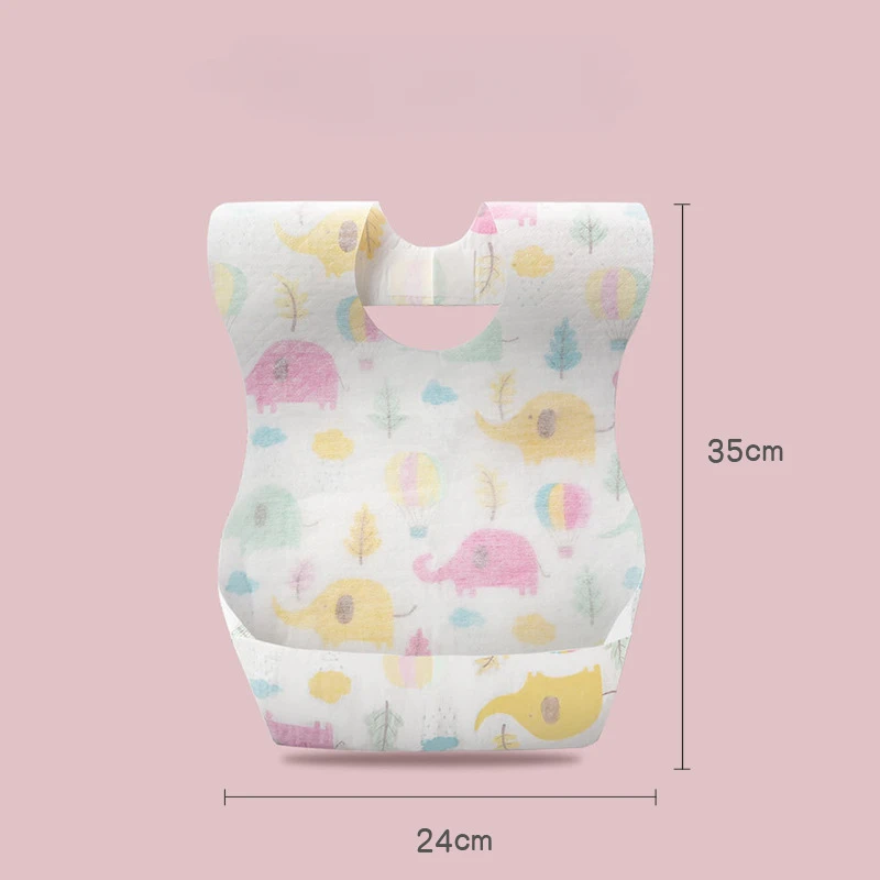 20pcs/pack Cartoon Printed Drooling Bibs Disposable Bibs for Baby Boys Girls Nonwoven Drooling Towel Infant Burp Cloths