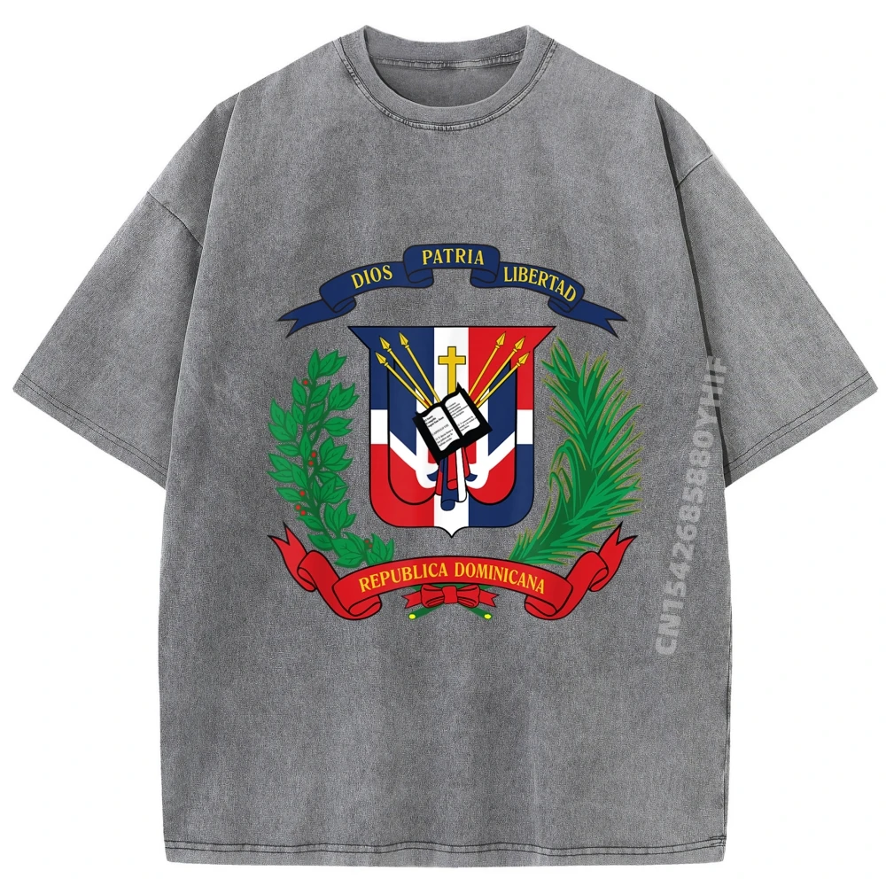 

Casual Coat Of Arms Republica Dominicana Male T Shirt Cute Labor Day Fashion Cotton Fabric Tops Tees Color Washed Tee-Shirts