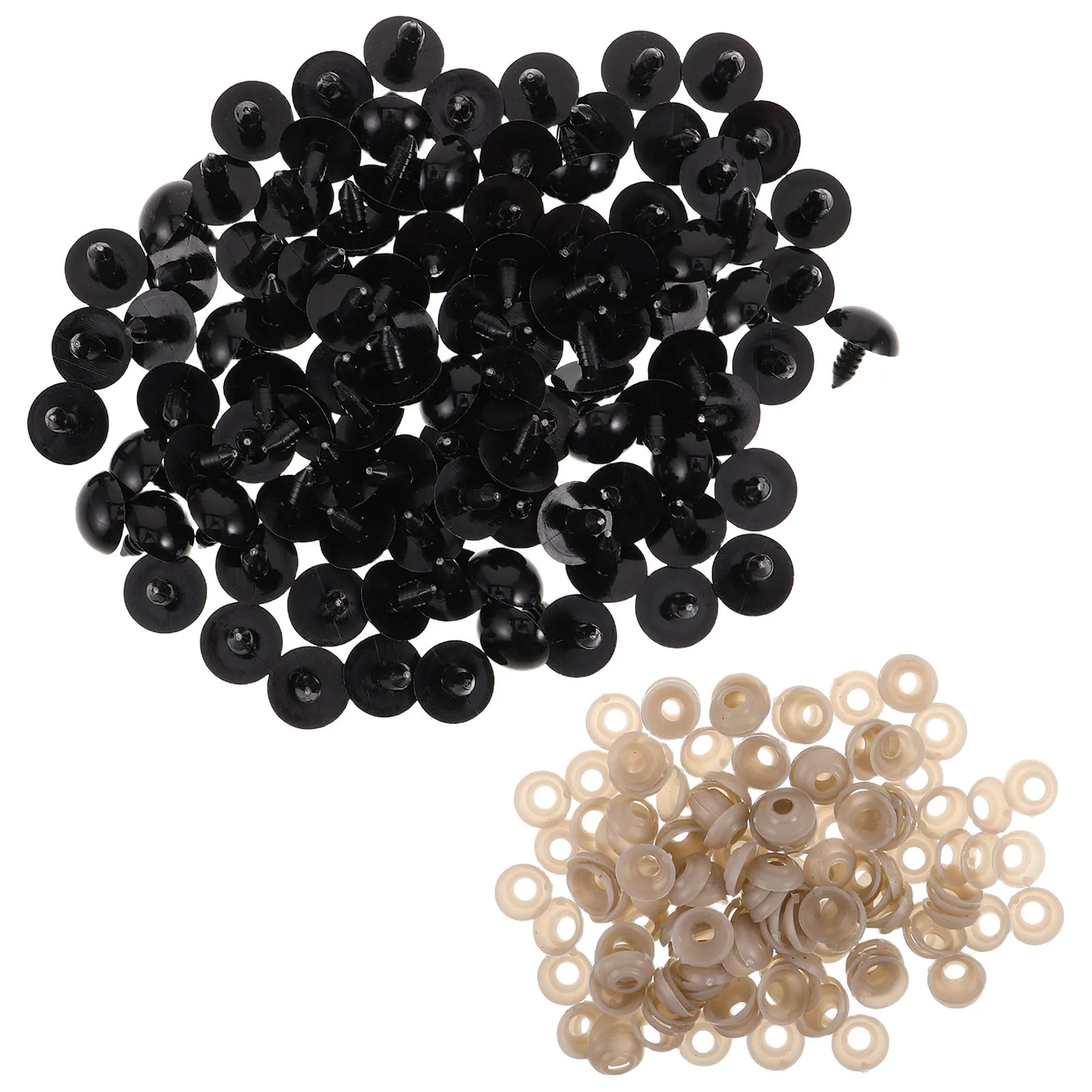150 قطعة عيون بلاستيكية سوداء للحرف اليدوية غسالات تركيب آمنة تتضمن عيون كروشيه للحيوانات المحشوة ذاتية الصنع آمنة من البلاستيك #6
