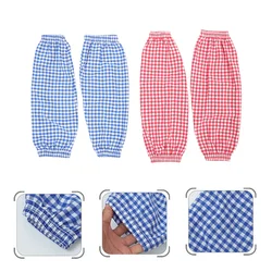 2 Pairs Protector Stain Resistant Check Sleeves Man Work Arm Gardening Working Oversleeves Cotton Linen for Kitchen Cleaning