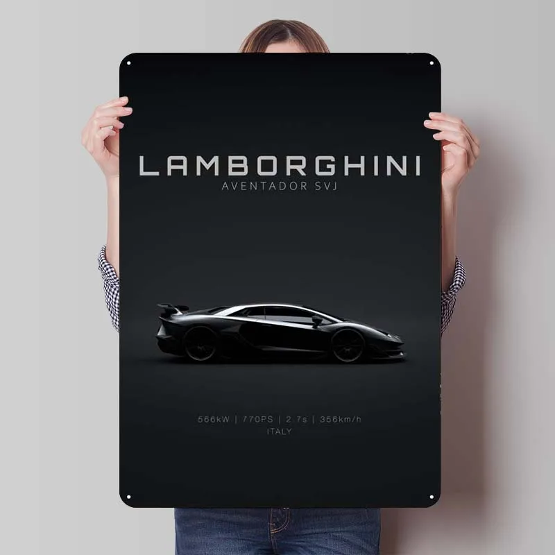 Lamborghini Aventador SVJ Tinplate Sign Car Metal Poster Decoration Wall Art Mural Decor for Room Decor Items Aesthetic Man Cave