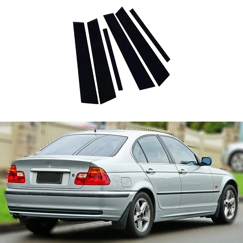 

Fit For BMW E46 4-door sedan1998-2005 Gloss Black Pillar Posts Door Side Decorative Window Trim Cover Stickers Accessories