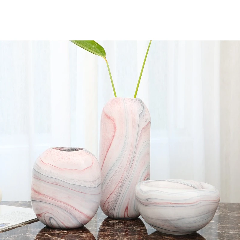 

Handmade modern marble glass vase hotel model room living room dining table flower arrangement