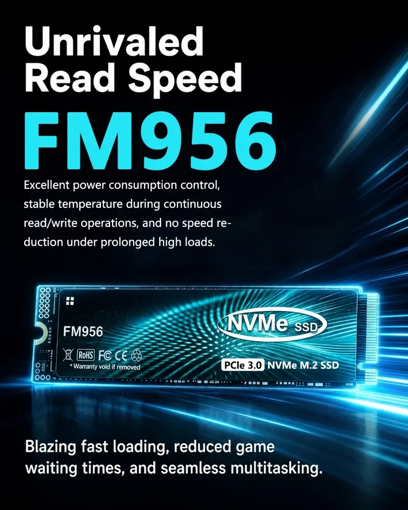 PCIe3.0 Gen NVMe M.2 SSD, Original New FM956 1TB 2TB 4TB Internal Drive,High Speed Max Read Speed for Laptops and Desktops.