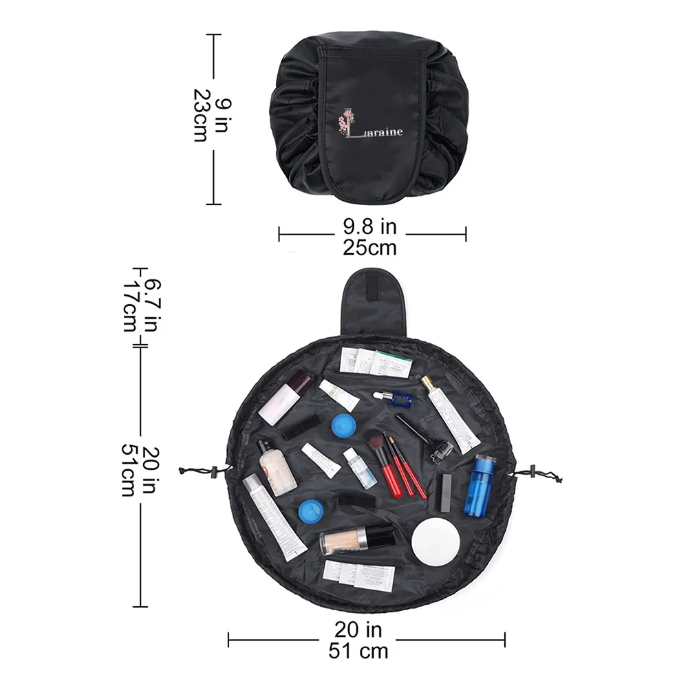 Customized Name Women's Drawstring Travel Makeup Bag Storage Bag Alphabet Printing Storage Bag Foldable Toiletries Handbag