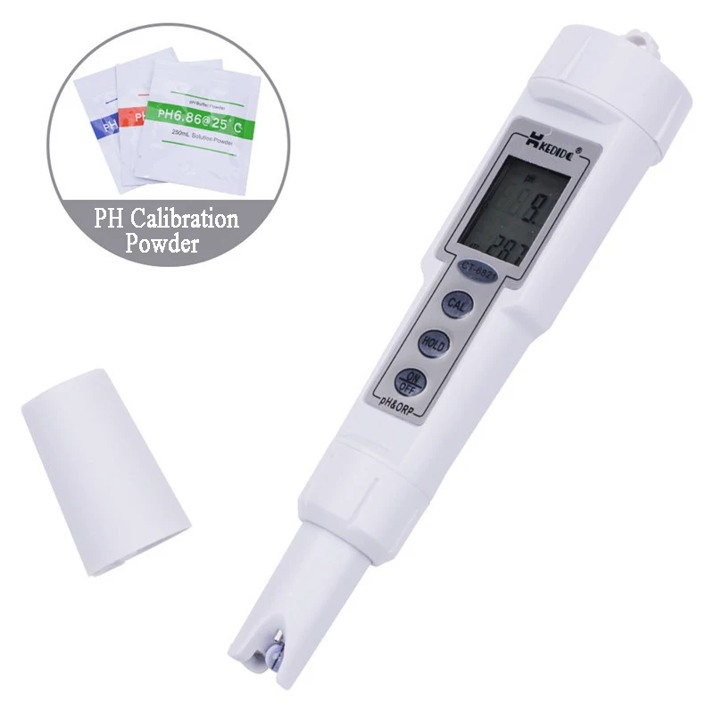 CT-6821 Automatic Tool Calibration Digital Waterproof PH & ORP Meter Portable Pen Type Range 0.0 +/-500mV Water Analyzer Control