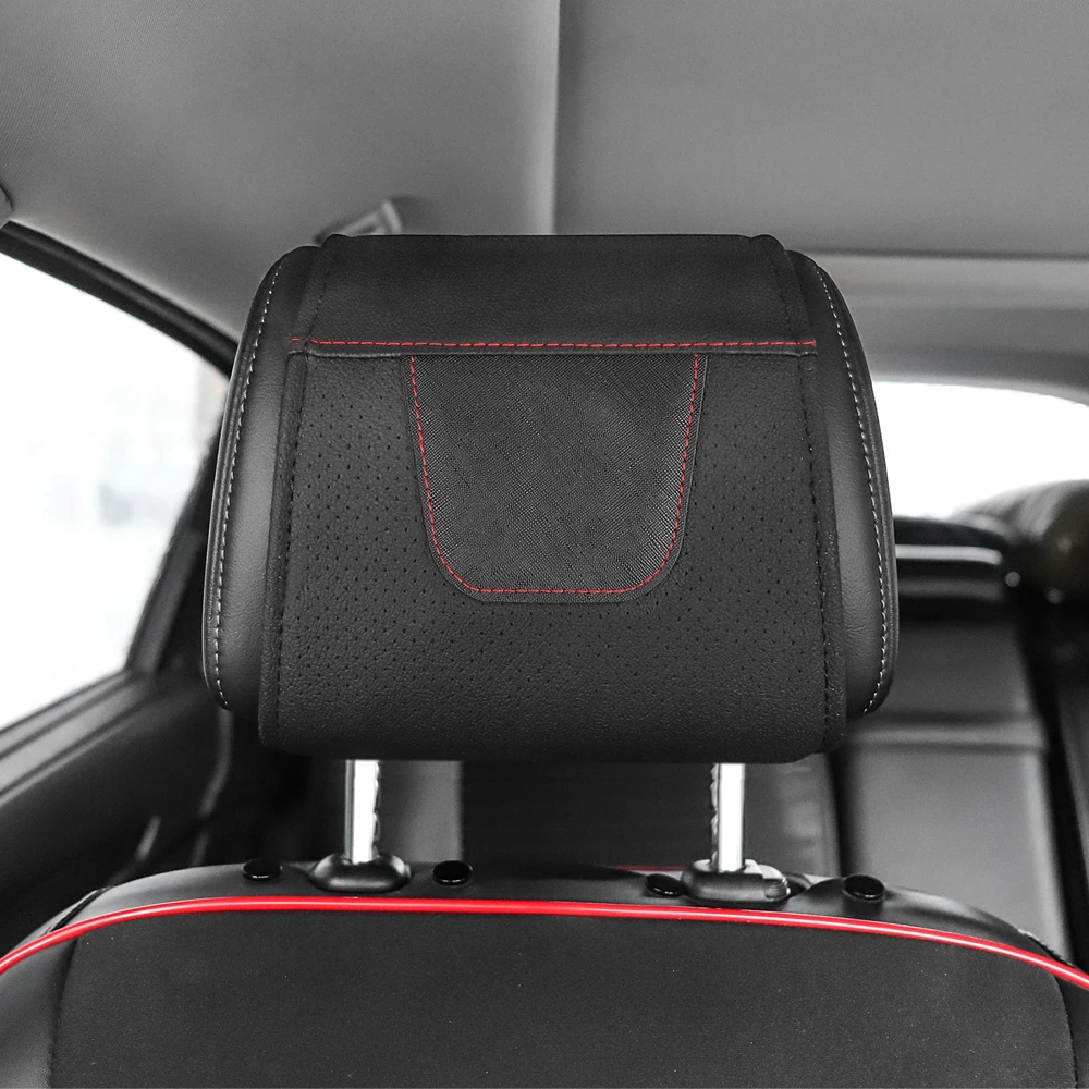 1pc Car Headrest Protector Case Pu Leather Car Headrest Cover Car Accessories