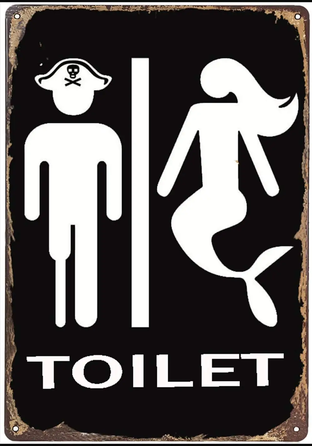 ICRAEZY-letrero de baño pirata y sirena, letrero de Metal Retro cn, arte de pared colgante clásico Vintage para cafetería, restaurante, decoración del hogar