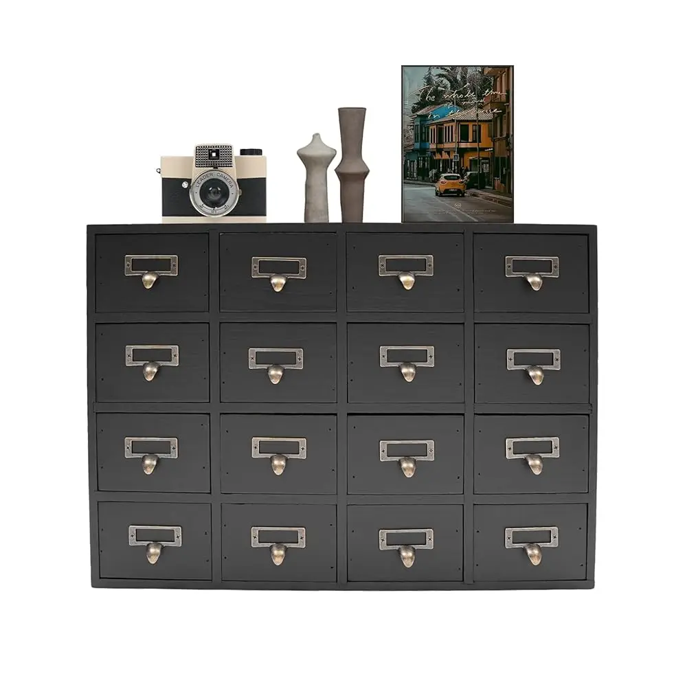 

16 Drawers Apothecary Cabinet Library Card Catalog File Cabinet Wooden Desk Drawer Organizer Apothecary Chests Herb Storage Box