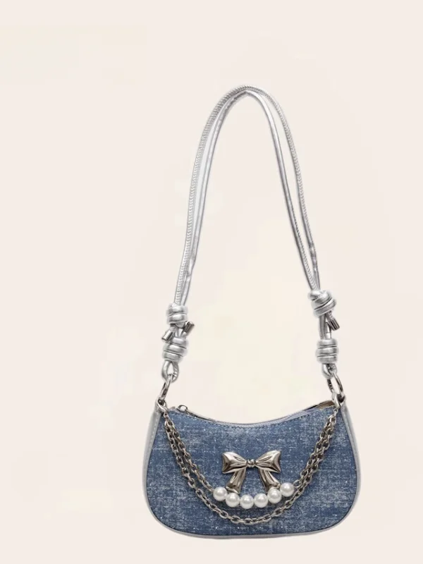 

Новая летняя джинсовая сумка-кроссбоди с узлом и пэчворком, универсальная модная сумка на одно плечо для молодежи