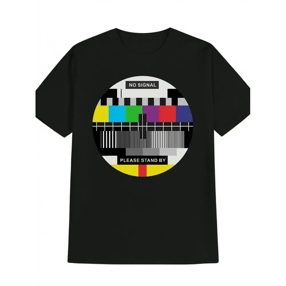 Retro TV 80s 90s Noise Channel Dial T Shirt Men Vintage Signal Bar Graphic Short Sleeve Round Neck Casual Wear TV Lover