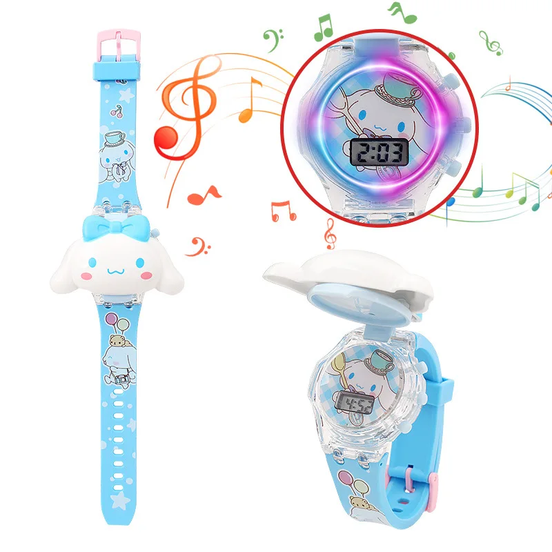 Sanrio Children Electronic Watches Kuromi My Melody Hello Kittys Kawaii Cute Cartoon Anime Student Outdoor Rotating Toys Girls