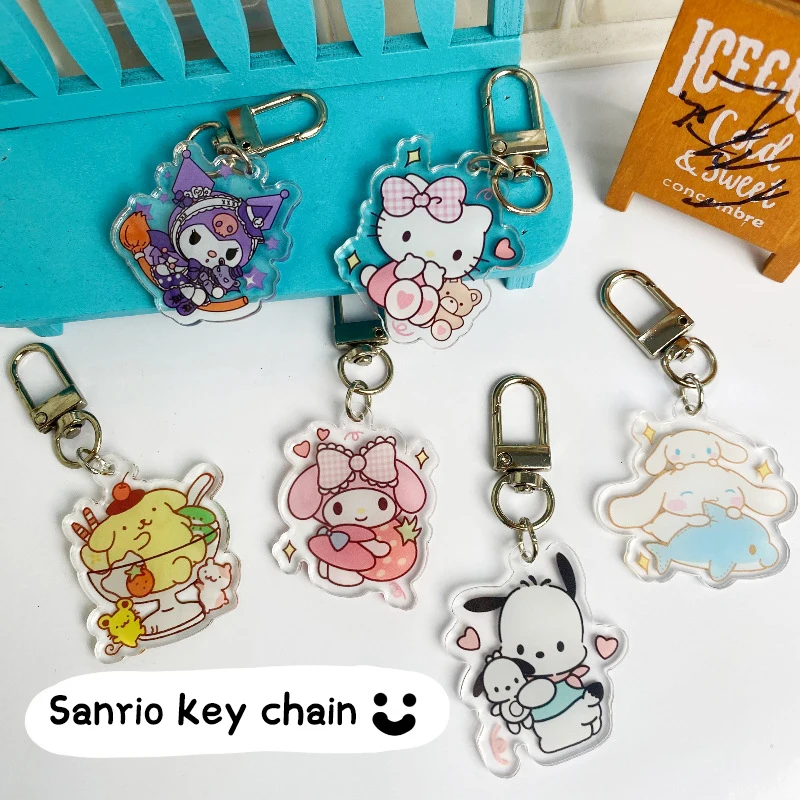 

1Pc Anime Sanrio Figure Keychain Hello Kitty Kuromi Melody Keyring Kawaii Cartoon Bag Pendant Collectible Toy For Children Gifts