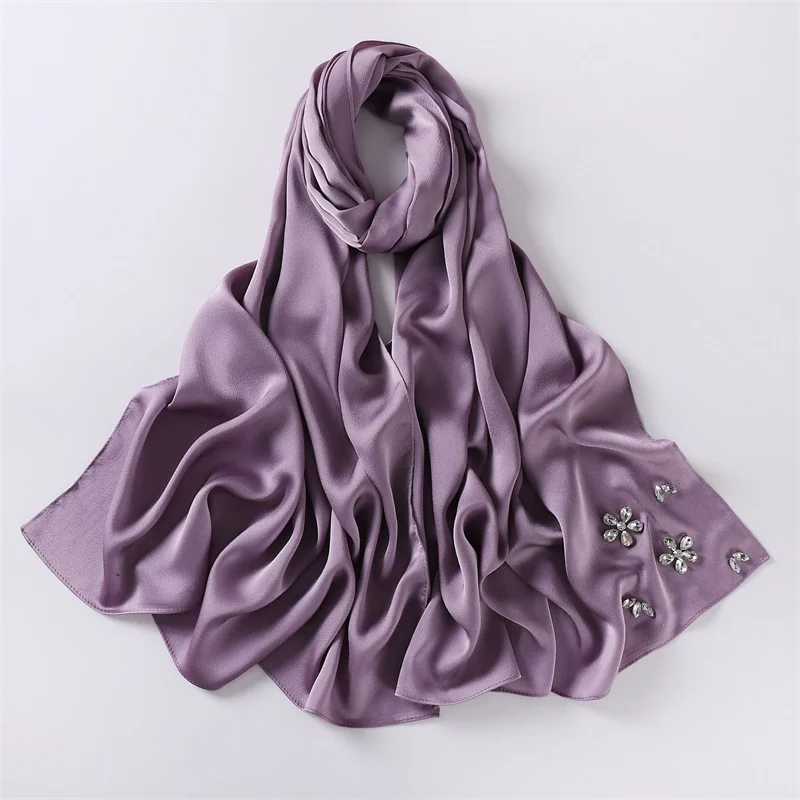 Châle Hijab instantané en mousseline de soie pour femme, point de luxe, diamant, floral, bulle, dame, haute qualité, rond, plage, Ramadan, musulman, 2023