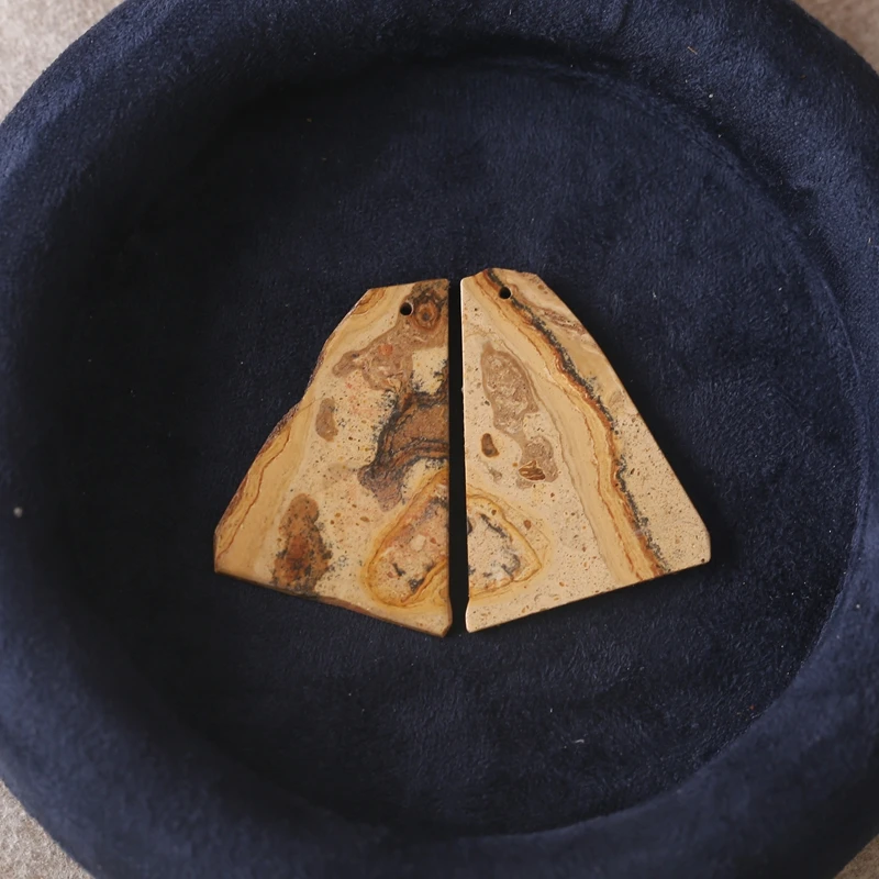 B & F المرأة أقراط الحجر الطبيعي الأصفر رصدت الكتلة شكل الخرز 37x26x2 مللي متر 6.3 جرام لتقوم بها بنفسك مجوهرات حفلة هدية