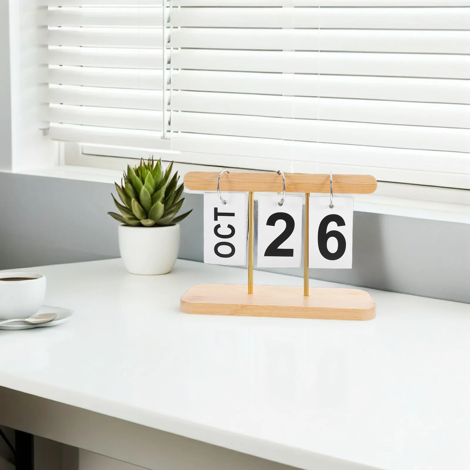 

Настольный вечный календарь из бамбука и железа для дома и офиса, креативный ежедневный настольный календарь-украшение