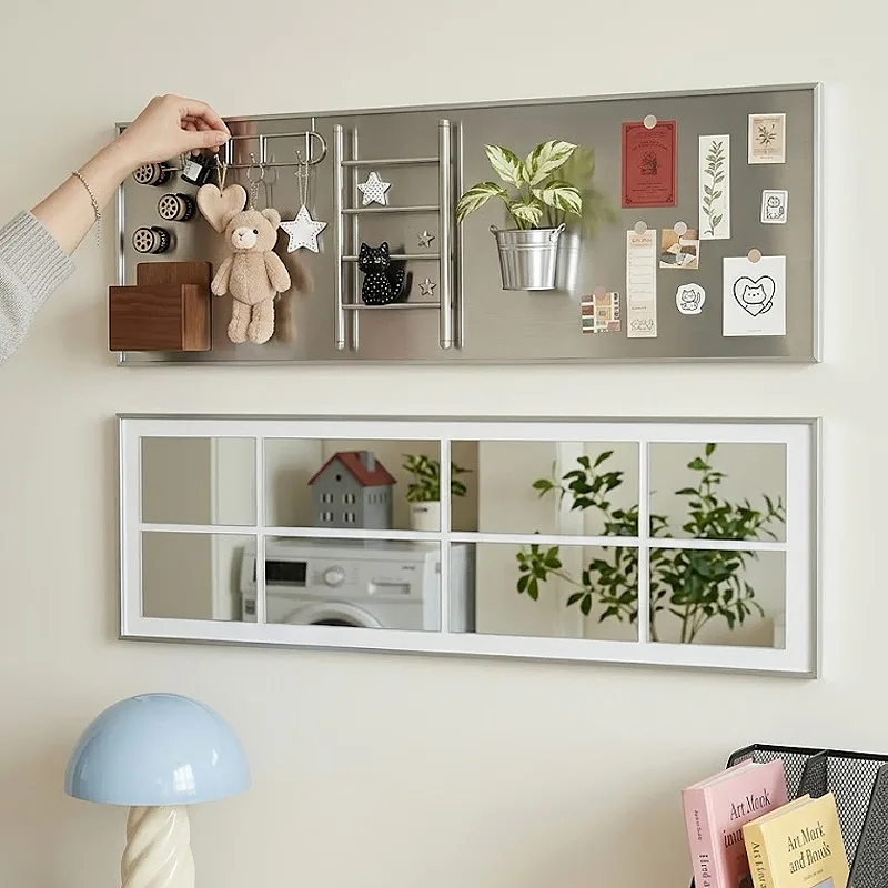 Minimalist French Magnetic Wall Decor, Stainless Steel Patch DIY Hanging Picture, Fridge Magnet for Living Room Wall Decoration