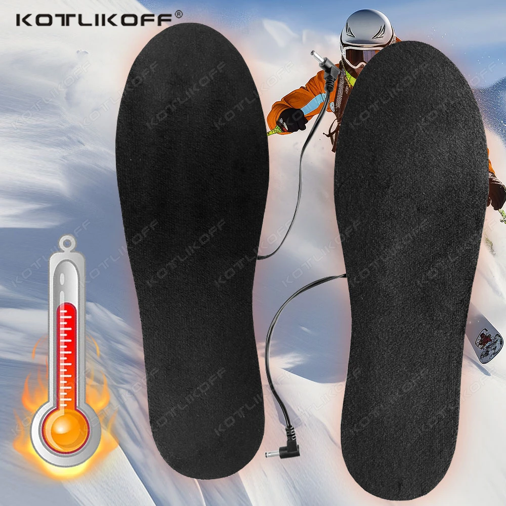 KOTLIKOFF 1/2 Paar elektrisch beheizte USB-Schuheinlagen, frei zu schneidende Fußwärmer, warm, waschbar, warm, warme Winter-Einlegesohlen