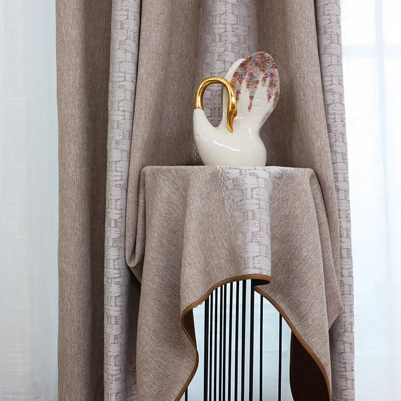 Simple and Modern New Chinese Style Chenille Jacquard Curtains High Shading of Three-dimensional Bamboo Weaving Curtains Custom